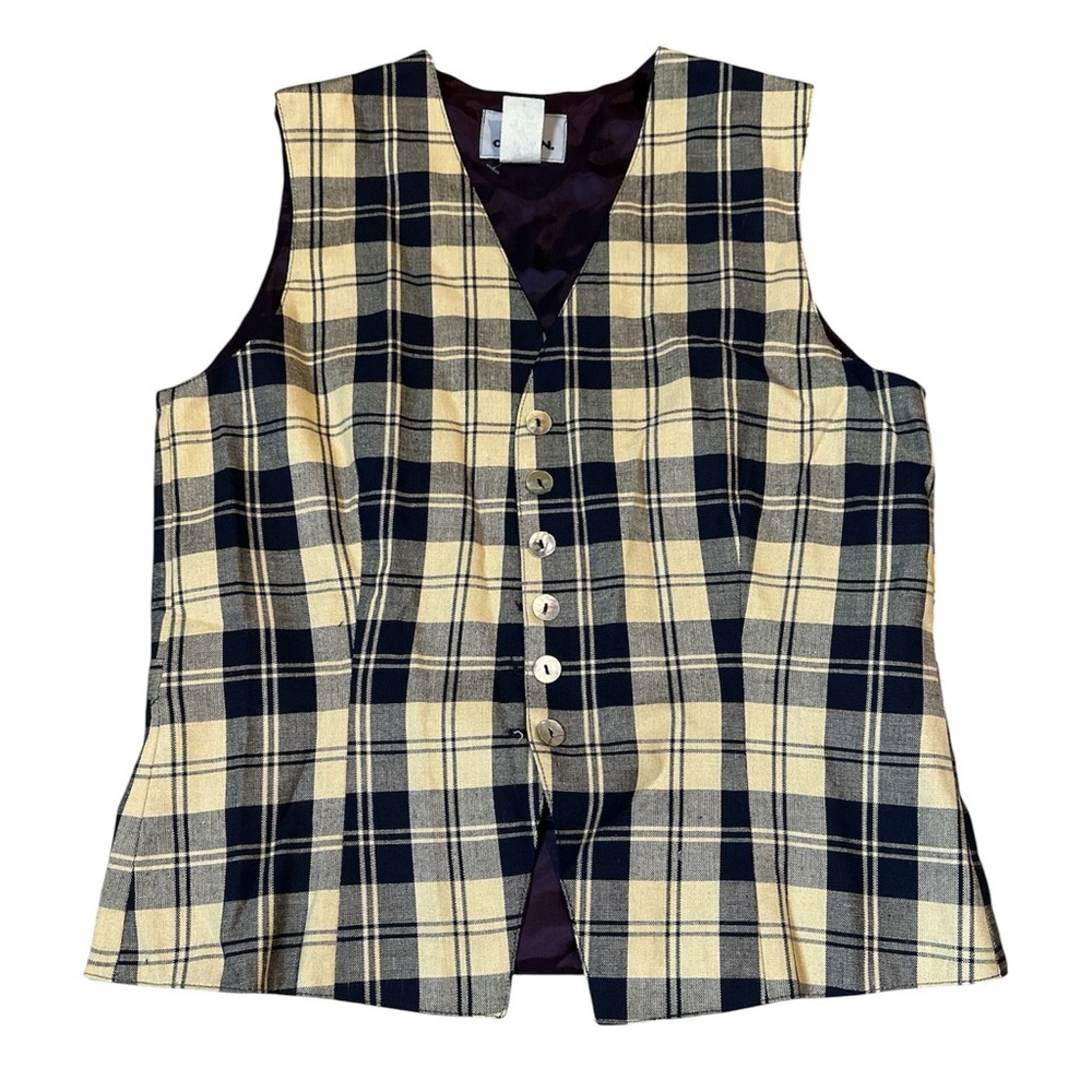 Vintage Cream and navy vest, size 8